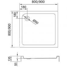 Фото товара Акриловый поддон Vegas Glass HG-016-80 квадрат