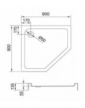 Фото товара Акриловый поддон Vegas Glass HG-017-90 трапеция