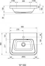 Фото товара Умывальник Ravak 10° 550 белый c отверстиями