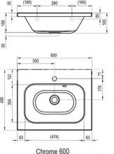 Фото товара Умывальник Ravak Chrome 600 белый со скрытым переливом
