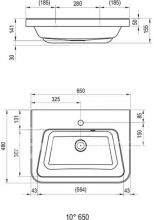 Фото товара Умывальник Ravak 10° 650 белый c отверстиями
