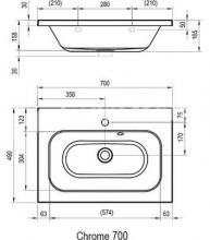 Фото товара Умывальник Ravak Chrome 700 белый с отверстиями