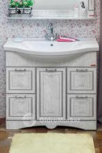 Фото товара Комплект мебели для ванной Sanflor Адель 100 белый/патина серебро