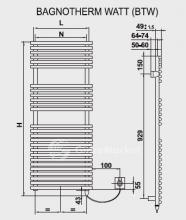 Фото товара Электрический полотенцесушитель Arbonia Bagnotherm Watt BTW 75 L/R