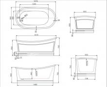 Фото товара Акриловая ванна BELBAGNO BB32-CF36, 1676x900x750