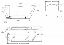 Фото товара Акриловая ванна BELBAGNO BB62-1700, 1700х720х720