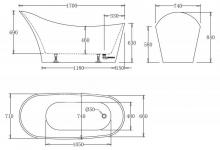 Фото товара Акриловая ванна BELBAGNO BB64-1700, 1700х760х880