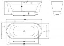 Фото товара Акриловая ванна BELBAGNO BB40-1700-MARINE, 1730x830x660