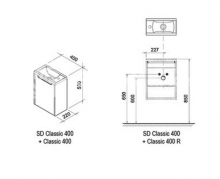 Фото товара Комплект мебели для ванной Ravak SD 400 Classic эспрессо/белый