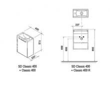Фото товара Комплект мебели для ванной Ravak SD 400 Classic S-оникс/белый