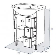 Фото товара Мебель для ванной Тритон Диана 60 с ящиками