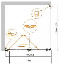 Фото товара Душевой уголок Cezares ECO-O-ASH-2-80/100-C-Cr