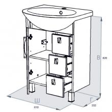 Фото товара Мебель для ванной Тритон Кристи 65 с ящиками
