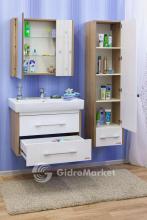 Фото товара Комплект мебели для ванной Sanflor Ларго 2 80 швейцарский вяз/белый