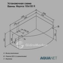 Фото товара АКРИЛОВАЯ ВАННА AQUANET MAYORCA 150x100 Левая