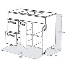 Фото товара Мебель для ванной Тритон Ника 120 2 ящика напольная