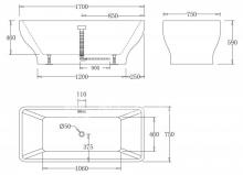 Фото товара Акриловая ванна BELBAGNO BB73-1700, 1700x750x600