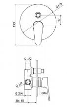 Фото товара Встраиваемый двухпозиционный смеситель CEZARES PEONIA-VDIM-01