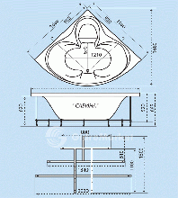 Фото товара Угловая ванна Тритон Сабина 160х160 без гидромассажа