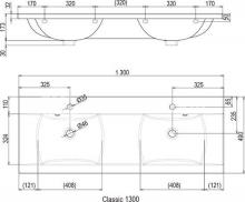 Фото товара Умывальник двойной Ravak CLASSIC 1300 белый с отверстиями