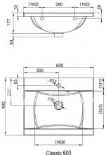 Фото товара Умывальник Ravak CLASSIC 600 белый с отверстиями