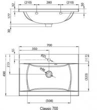 Фото товара Умывальник Ravak CLASSIC 700 белый с отверстиями