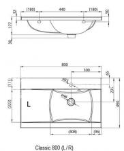 Фото товара Умывальник Ravak CLASSIC 800 правый белый с отверстиями