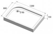 Фото товара Акриловый поддон Belbagno TRAY-BB-AH-120/80-15-W-L