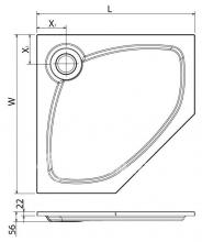 Фото товара Cezares TRAY-S-P-100-56-W Встраиваемый литой поддон из искусственного мрамора пятиугольный 1000х1000х56, белый (Bianco)