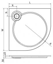 Фото товара Cezares TRAY-S-R-90-550-56-W Встраиваемый литой поддон из искусственного мрамора радиальный 900х900х56