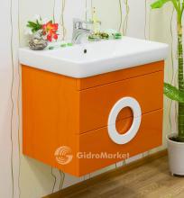 Фото товара Комплект мебели для ванной Sanflor Рондо 60 апельсиновый глянец с ящиками/Q 60 (Дрея)