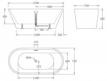 Фото товара Акриловая ванна BELBAGNO BB61-1700, 1700х800х600